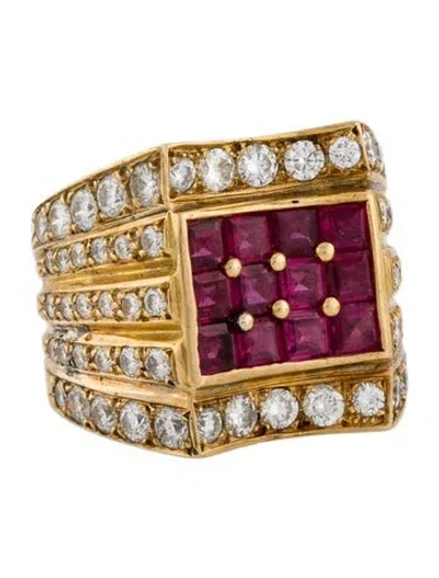 Pre-owned Ring 18k 2.65ctw Ruby & Diamond Cocktail  In Multi