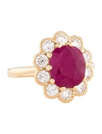 Pre-owned Ring 18k 2.74ct Ruby & Diamond Cocktail  In Multi