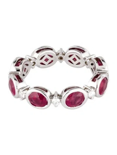 Pre-owned Ring 18k 2.80ctw Ruby & Diamond Eternity Band  In Multi