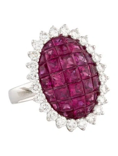 Pre-owned Ring 18k 2.85ctw Ruby & Diamond Cocktail  In Multicolor