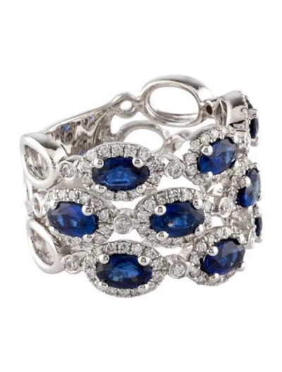 Pre-owned Ring 18k 2.94ct Sapphire & Diamond Band In Multi