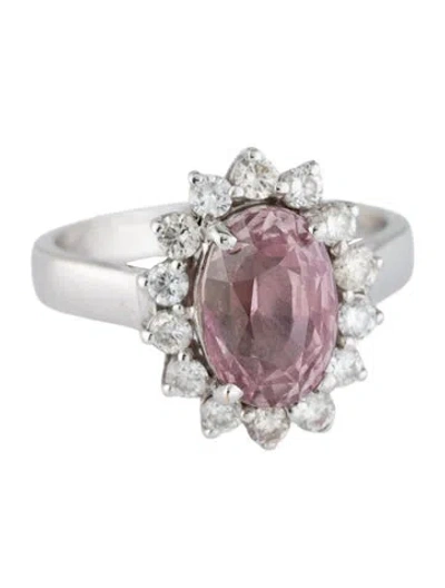Pre-owned Ring 18k 3.00ct Unheated Padparadscha Sapphire & Diamond Cocktail  In Multi