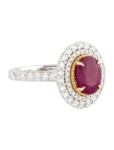 Pre-owned Ring 18k 3.03ctw Ruby & Diamond Cocktail  In Multi