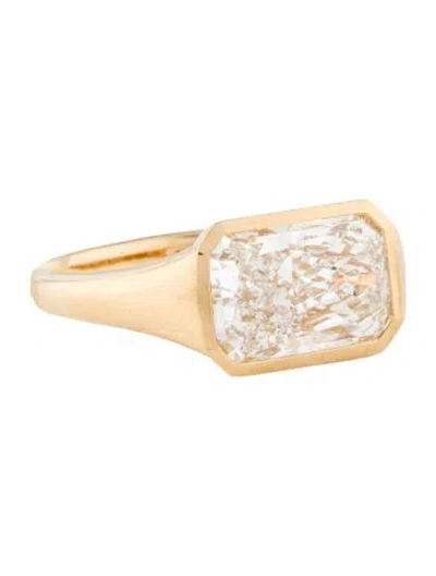 Pre-owned Ring 18k 3.05ct Lab-grown Signet  In Multi