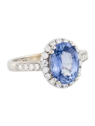 Pre-owned Ring 18k 3.14ct Sapphire & Diamond Cocktail  In Multi