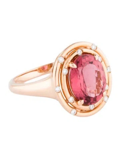 Pre-owned Ring 18k 3.16ctw Tourmaline & Diamond Cocktail  In Multi