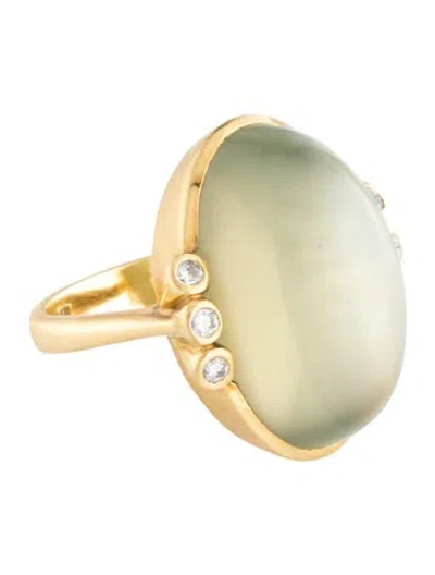 Pre-owned Ring 18k 32.13ct Moonstone & Diamond Cocktail  In Multi