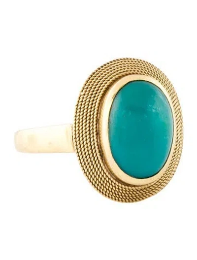 Pre-owned Ring 18k 3.23ct Turquoise Cocktail  In Multi