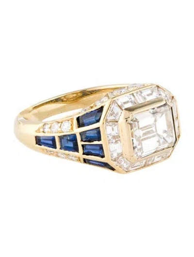Pre-owned Ring 18k 3.30ctw Diamond & Sapphire Cocktail  In Multi