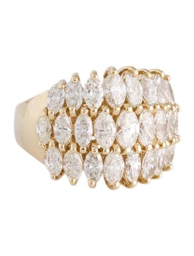 Pre-owned Ring 18k 3.35ctw Diamond Three Row Cocktail  In Multi