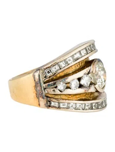 Pre-owned Ring 18k 3.36ctw Diamond Cocktail  In Multi