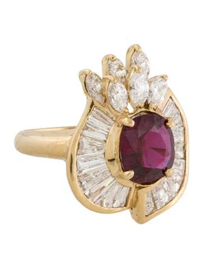 Pre-owned Ring 18k 3.37ctw Ruby & Diamond Cocktail  In Multi