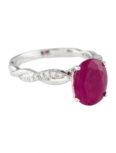 Pre-owned Ring 18k 3.42ct Mozambique Ruby & Diamond Engagement  In Multi
