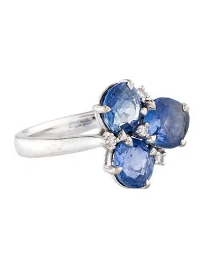 Pre-owned Ring 18k 3.45ctw Sapphire & Diamond Cocktail  In Multi