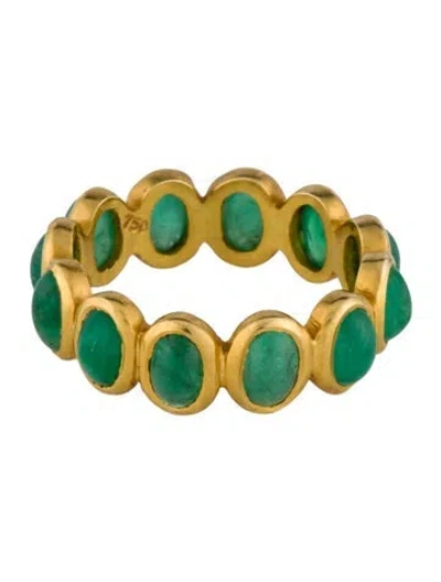Pre-owned Ring 18k 3.48ctw Emerald Eternity Band In Multi