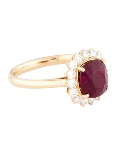 Pre-owned Ring 18k 3.52ct Ruby & Diamond Cocktail  In Multi