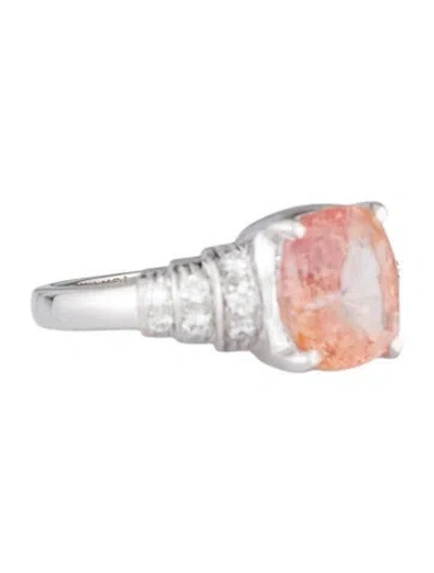 Pre-owned Ring 18k 3.55ct Unheated Sri Lanka Padparadscha Sapphire & Diamond Cocktail  In Multi