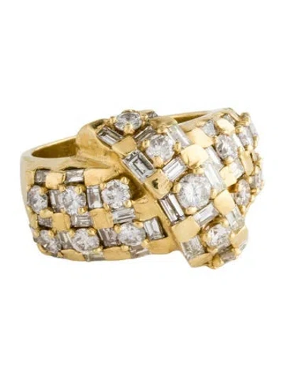 Pre-owned Ring 18k 3.59ctw Diamond Cocktail  In Multicolor