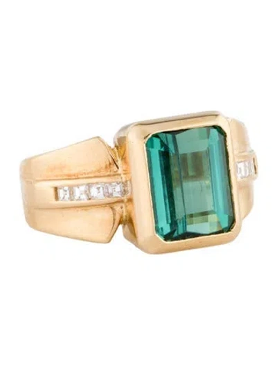 Pre-owned Ring 18k 3.62ct Tourmaline & Diamond Cocktail  In Multi