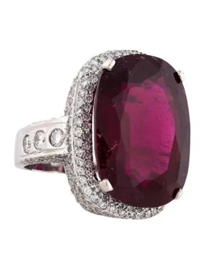 Pre-owned Ring 18k 36.67ctw Tourmaline & Diamond Cocktail  In Multi