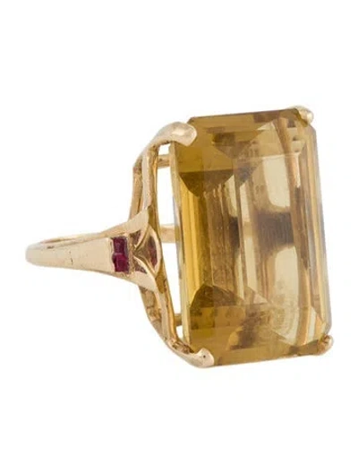 Pre-owned Ring 18k 36.78ct Citrine & Ruby Cocktail  In Multi