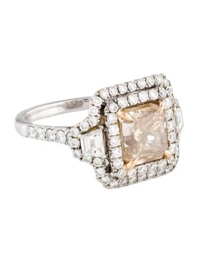 Pre-owned Ring 18k 3.71ctw Diamond Cocktail  In Multi