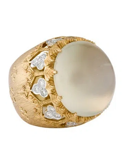 Pre-owned Ring 18k 38.20ct Moonstone & Diamond Cocktail  In Multi