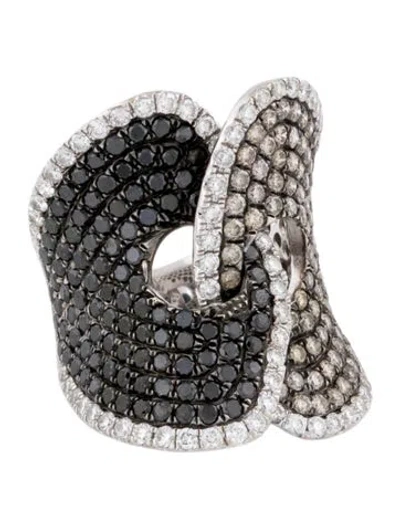 Pre-owned Ring 18k 3.83ctw Diamond Interlocking Cocktail  In Multi