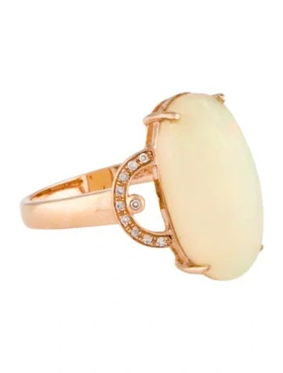 Pre-owned Ring 18k 3.854ct Opal & Diamond Cocktail  In Multi