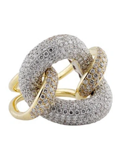 Pre-owned Ring 18k 3.88ctw Knot Cocktail  In Multicolor