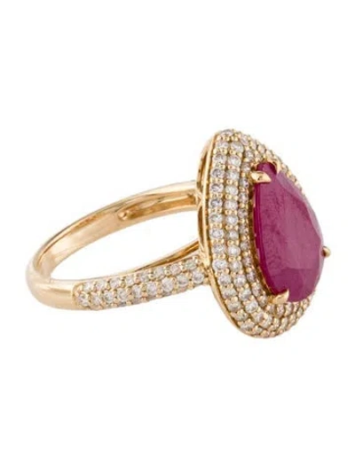 Pre-owned Ring 18k 3.92ct Ruby & Diamond Cocktail  In Multi