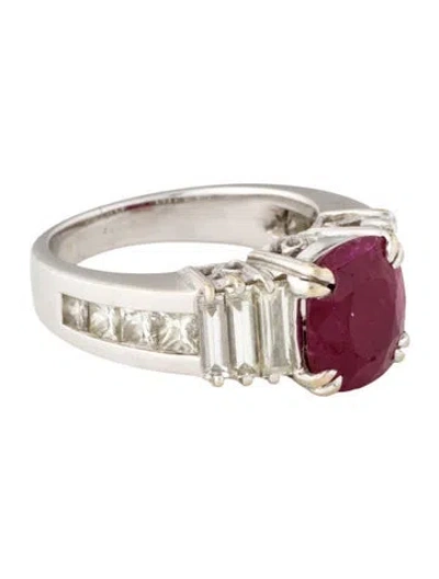 Pre-owned Ring 18k 3.97ct Ruby & Diamond Cocktail  In Multi