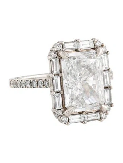 Pre-owned Ring 18k 4.04ct Lab-grown Diamond Engagement  In Multi
