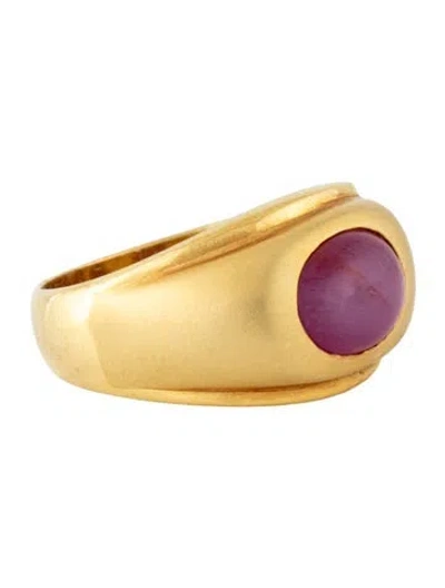 Pre-owned Ring 18k 4.06ct Star Sapphire Band In Multicolor