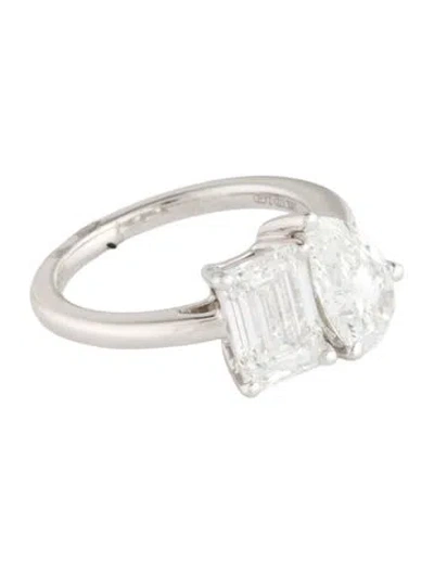 Pre-owned Ring 18k 4.07ctw Lab-grown Diamond Toi Et Moi  In Multicolor