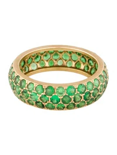 Pre-owned Ring 18k 4.09ctw Tsavorite Garnet Eternity Band In Multi