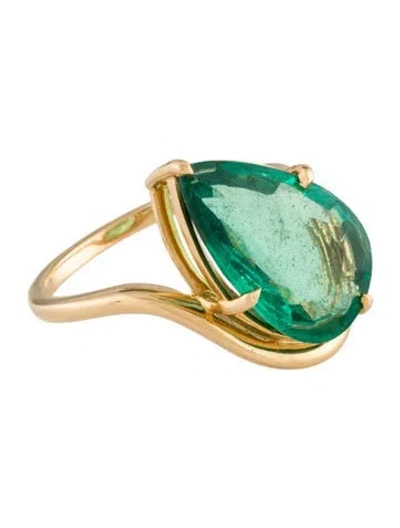 Pre-owned Ring 18k 4.25ct Emerald Cocktail  In Multicolor