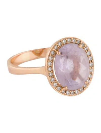 Pre-owned Ring 18k 4.25ctw Amethyst & Diamond Cocktail  In Multi