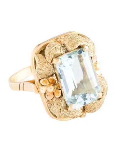 Pre-owned Ring 18k 4.34ct Aquamarine Cocktail  In Multi