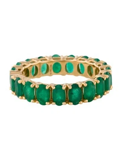 Pre-owned Ring 18k 4.36ctw Emerald Eternity Band In Multi