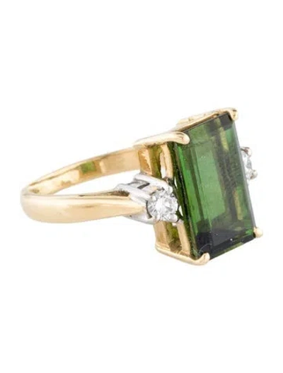 Pre-owned Ring 18k 4.48ct Tourmaline & Diamond Cocktail  In Multi