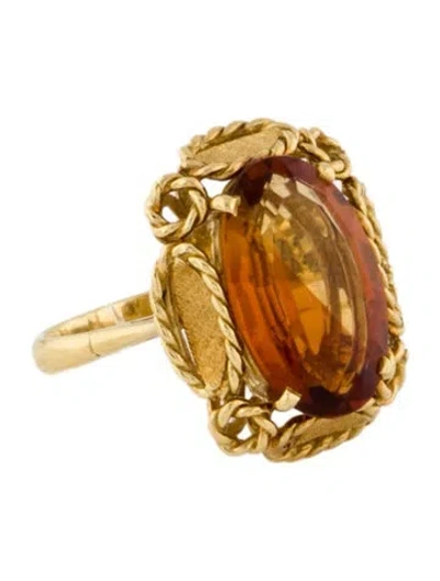 Pre-owned Ring 18k 4.56ct Citrine Cocktail  In Multi