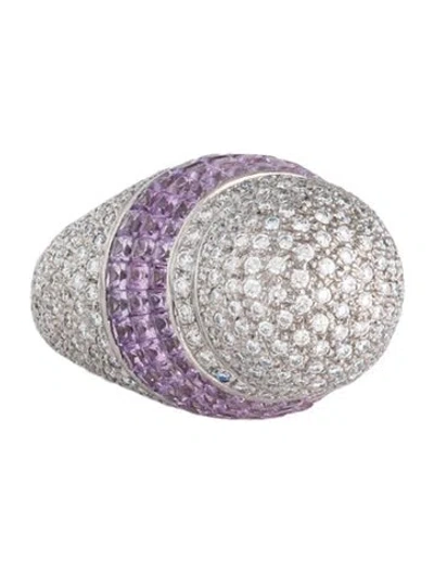 Pre-owned Ring 18k 4.86ctw Sapphire & Diamond Cocktail  In Multi