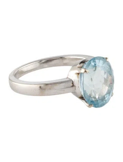 Pre-owned Ring 18k 4.88ct Aquamarine Cocktail  In Multi