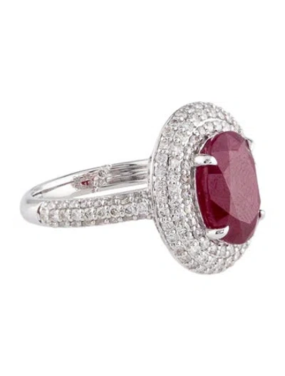 Pre-owned Ring 18k 4.93ct Ruby & Diamond Cocktail  In Multi