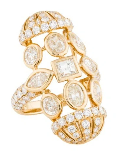 Pre-owned Ring 18k 4.99ctw Diamond Geometric Cocktail  In Multi