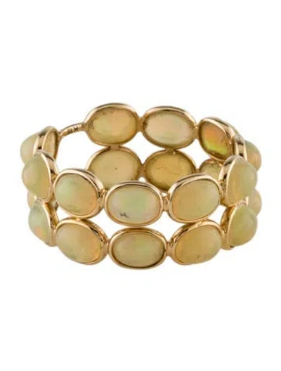 Pre-owned Ring 18k 5.07ctw Opal Double Row Band In Multi