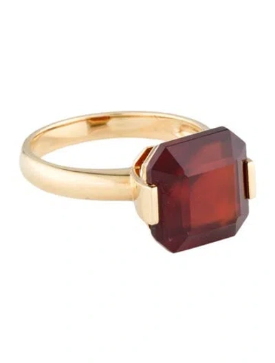 Pre-owned Ring 18k 5.29 Ctw Hessonite Garnet Cocktail  In Multi