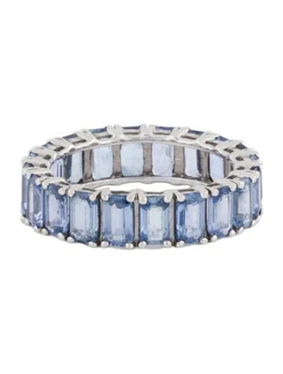 Pre-owned Ring 18k 5.30ctw Sapphire Eternity Band In Blue