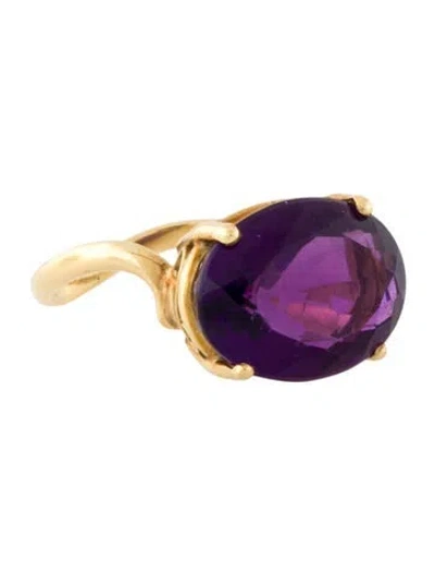 Pre-owned Ring 18k 5.78ctw Amethyst Cocktail  In Multi